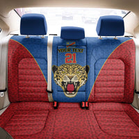 DR Congo Football Custom Back Car Seat Cover Blue Leopard Skin Pattern - Wonder Print Shop