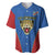 DR Congo Football Custom Baseball Jersey Blue Leopard Skin Pattern - Wonder Print Shop