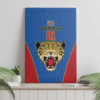 DR Congo Football Custom Canvas Wall Art Blue Leopard Skin Pattern - Wonder Print Shop
