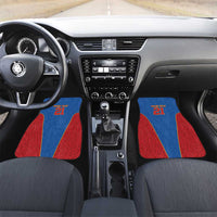DR Congo Football Custom Car Mats Blue Leopard Skin Pattern - Wonder Print Shop