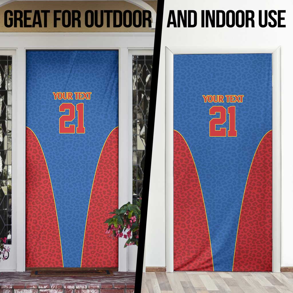 Africa DR Congo Football Custom Door Cover Blue Leopard Skin Pattern