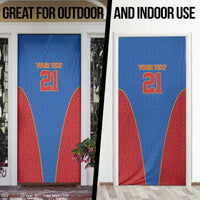 Africa DR Congo Football Custom Door Cover Blue Leopard Skin Pattern