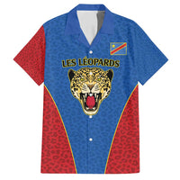 DR Congo Football Custom Family Matching Tank Maxi Dress and Hawaiian Shirt Blue Leopard Skin Pattern - Wonder Print Shop