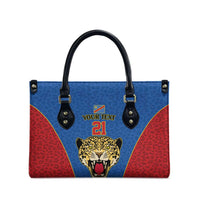 Africa DR Congo Football Custom Leather Bag Blue Leopard Skin Pattern