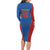 DR Congo Football Custom Long Sleeve Bodycon Dress Blue Leopard Skin Pattern - Wonder Print Shop