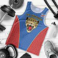 DR Congo Football Custom Men Tank Top Blue Leopard Skin Pattern - Wonder Print Shop