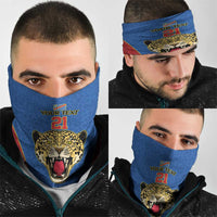 Africa DR Congo Football Custom Neck Gaiter Blue Leopard Skin Pattern
