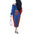 DR Congo Football Custom Off The Shoulder Long Sleeve Dress Blue Leopard Skin Pattern - Wonder Print Shop