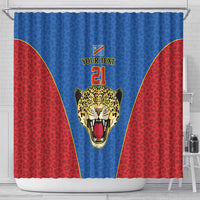 DR Congo Football Custom Shower Curtain Blue Leopard Skin Pattern - Wonder Print Shop