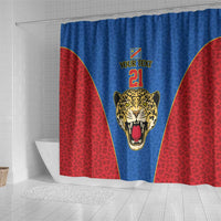 DR Congo Football Custom Shower Curtain Blue Leopard Skin Pattern - Wonder Print Shop