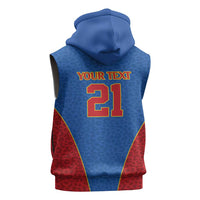 Africa DR Congo Football Custom Sleeveless Hoodie Blue Leopard Skin Pattern