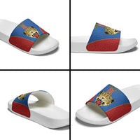 Africa DR Congo Football Custom Slide Sandals Blue Leopard Skin Pattern