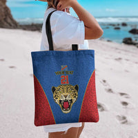 Africa DR Congo Football Custom Tote Bag Blue Leopard Skin Pattern
