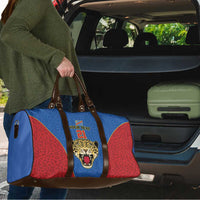 Africa DR Congo Football Custom Travel Bag Blue Leopard Skin Pattern