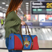 Africa DR Congo Football Custom Travel Bag Blue Leopard Skin Pattern