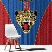 DR Congo Football Custom Window Curtain Blue Leopard Skin Pattern - Wonder Print Shop