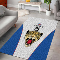 DR Congo Football Custom Area Rug White Leopard Skin Pattern - Wonder Print Shop