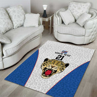 DR Congo Football Custom Area Rug White Leopard Skin Pattern - Wonder Print Shop