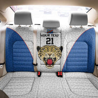 DR Congo Football Custom Back Car Seat Cover White Leopard Skin Pattern - Wonder Print Shop