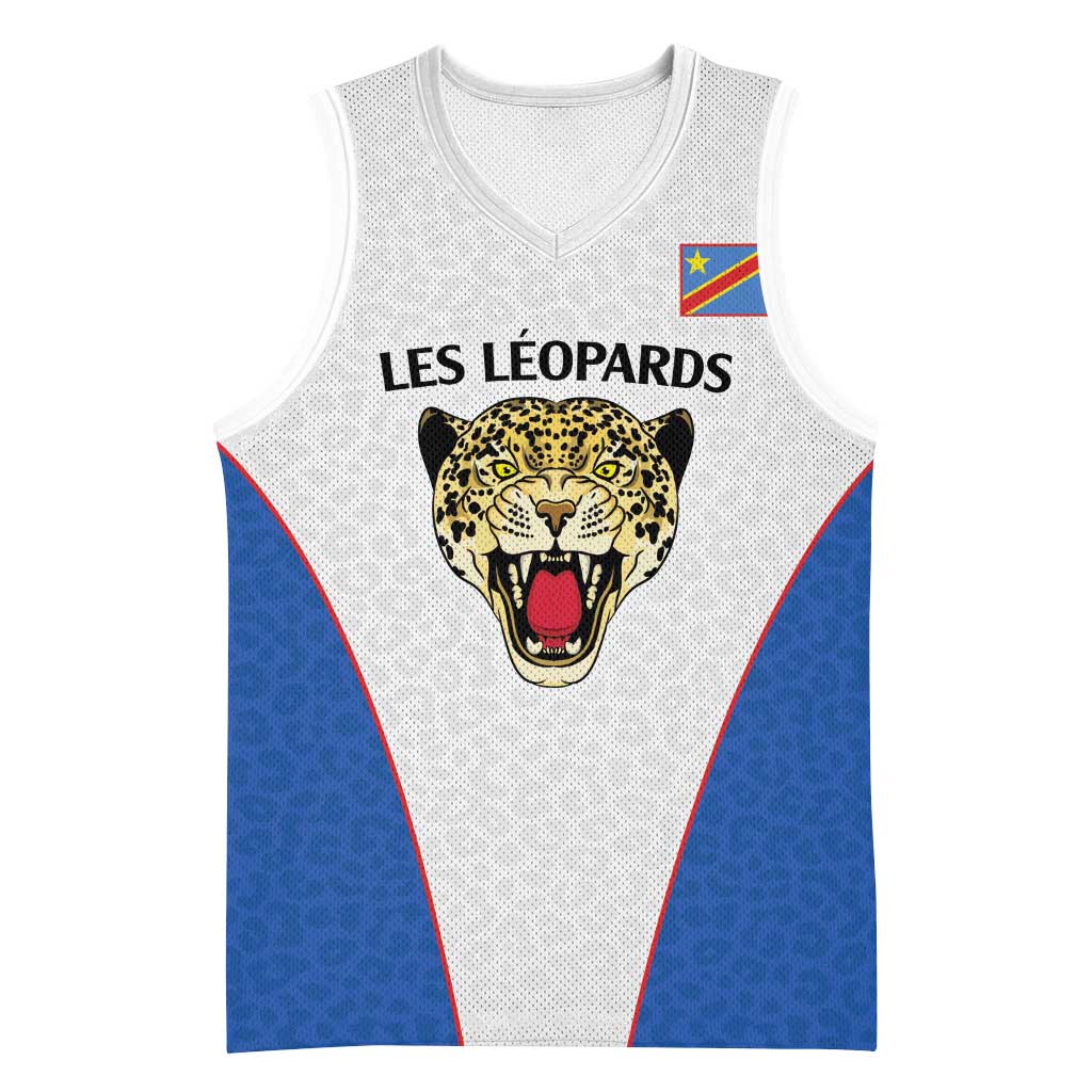 Africa DR Congo Football Custom Basketball Jersey White Leopard Skin Pattern