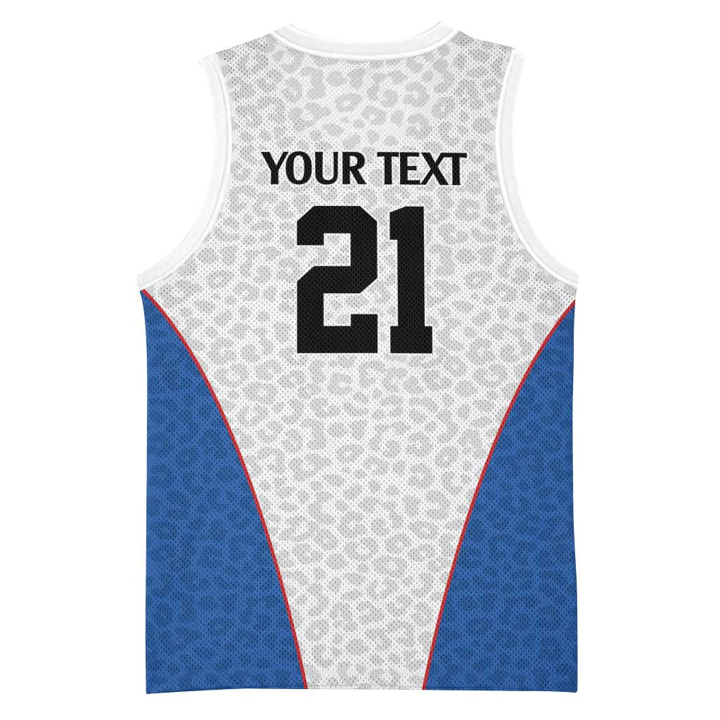 Africa DR Congo Football Custom Basketball Jersey White Leopard Skin Pattern