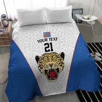 DR Congo Football Custom Bedding Set White Leopard Skin Pattern - Wonder Print Shop