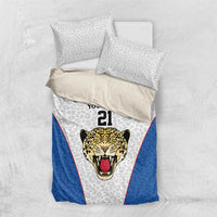 DR Congo Football Custom Bedding Set White Leopard Skin Pattern - Wonder Print Shop