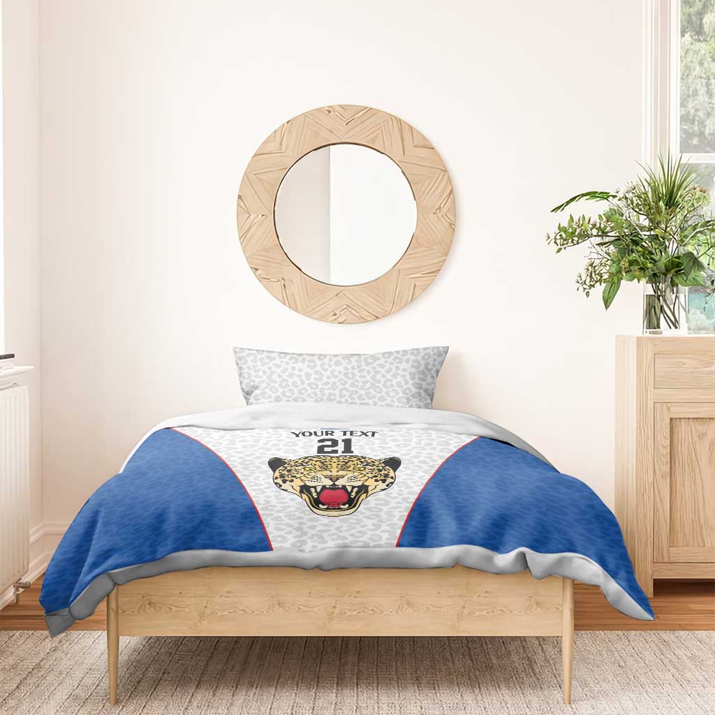 DR Congo Football Custom Bedding Set White Leopard Skin Pattern - Wonder Print Shop