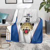 DR Congo Football Custom Blanket White Leopard Skin Pattern - Wonder Print Shop