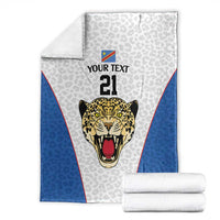 DR Congo Football Custom Blanket White Leopard Skin Pattern - Wonder Print Shop