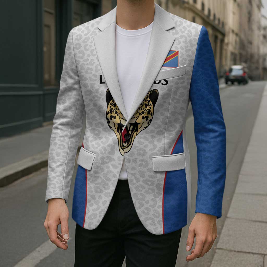 Africa DR Congo Football Custom Blazer White Leopard Skin Pattern