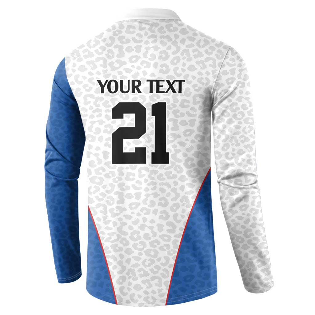 DR Congo Football Custom Button Sweatshirt White Leopard Skin Pattern - Wonder Print Shop