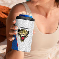 DR Congo Football Custom 4 in 1 Can Cooler Tumbler White Leopard Skin Pattern - Wonder Print Shop