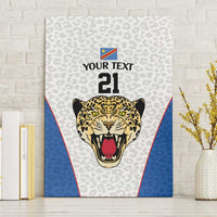 DR Congo Football Custom Canvas Wall Art White Leopard Skin Pattern - Wonder Print Shop