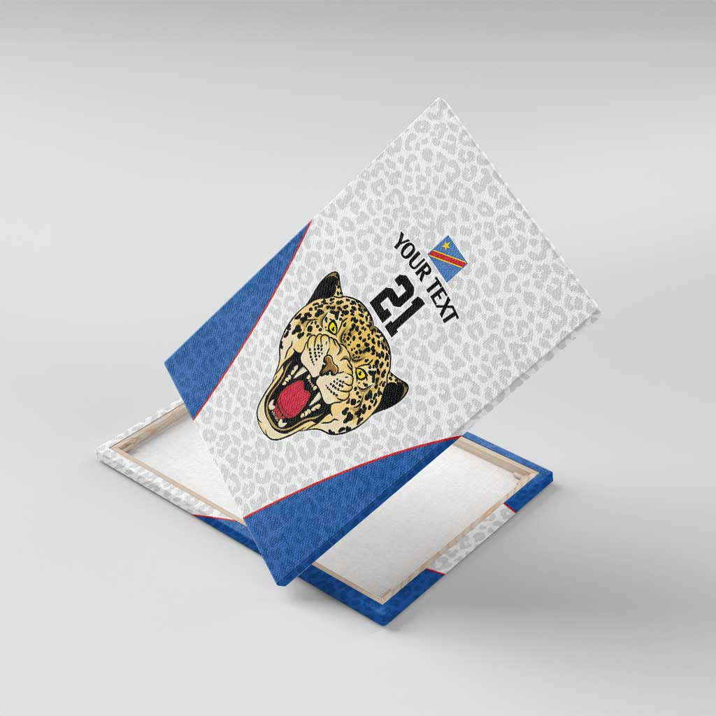 DR Congo Football Custom Canvas Wall Art White Leopard Skin Pattern - Wonder Print Shop