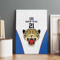 DR Congo Football Custom Canvas Wall Art White Leopard Skin Pattern - Wonder Print Shop