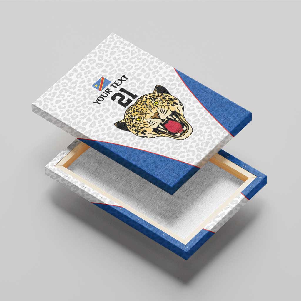 DR Congo Football Custom Canvas Wall Art White Leopard Skin Pattern - Wonder Print Shop