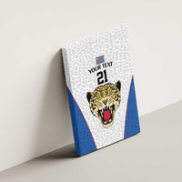 DR Congo Football Custom Canvas Wall Art White Leopard Skin Pattern - Wonder Print Shop