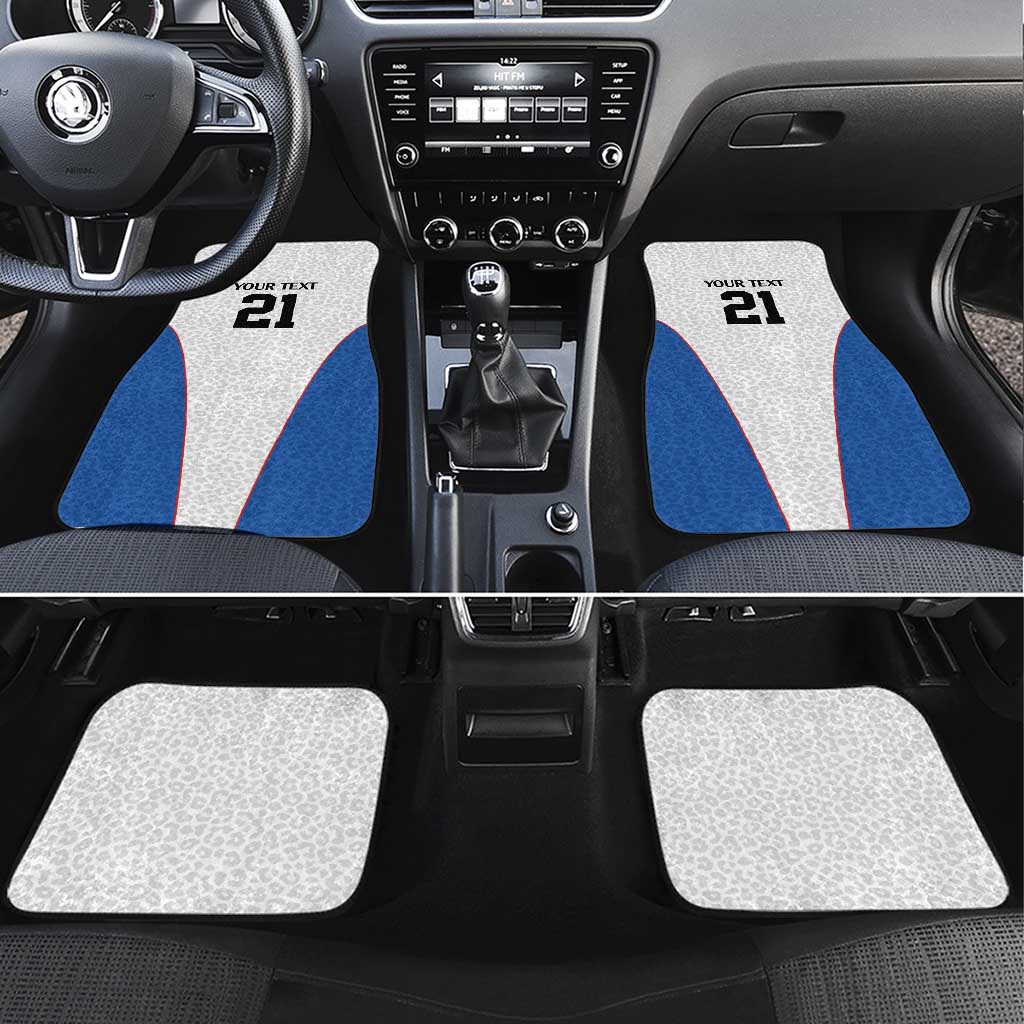 DR Congo Football Custom Car Mats White Leopard Skin Pattern - Wonder Print Shop