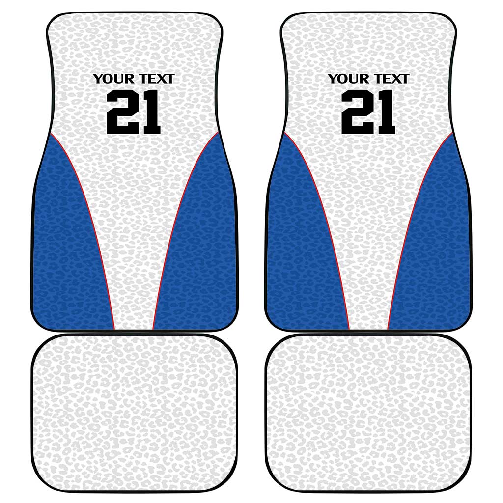 DR Congo Football Custom Car Mats White Leopard Skin Pattern - Wonder Print Shop