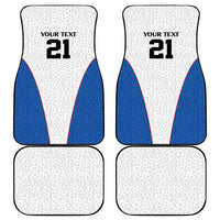 DR Congo Football Custom Car Mats White Leopard Skin Pattern - Wonder Print Shop