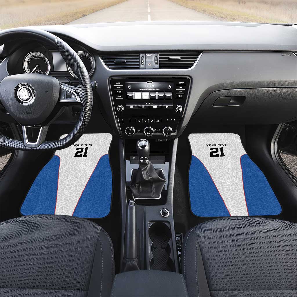 DR Congo Football Custom Car Mats White Leopard Skin Pattern - Wonder Print Shop