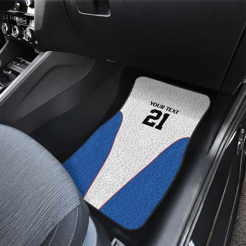 DR Congo Football Custom Car Mats White Leopard Skin Pattern - Wonder Print Shop