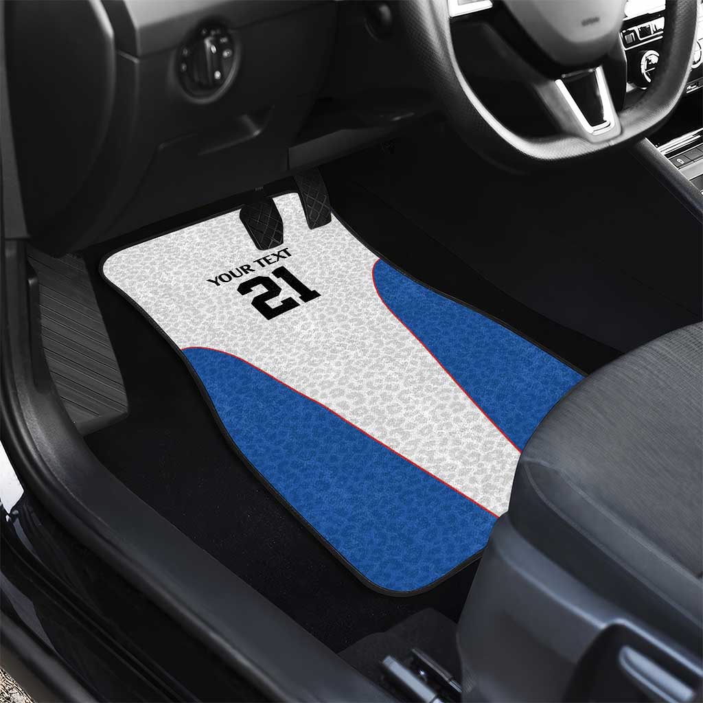 DR Congo Football Custom Car Mats White Leopard Skin Pattern - Wonder Print Shop
