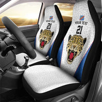 DR Congo Football Custom Car Seat Cover White Leopard Skin Pattern - Wonder Print Shop