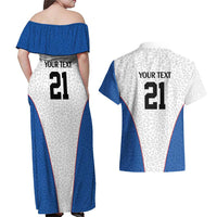 DR Congo Football Custom Couples Matching Off Shoulder Maxi Dress and Hawaiian Shirt White Leopard Skin Pattern - Wonder Print Shop
