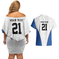 DR Congo Football Custom Couples Matching Off Shoulder Short Dress and Hawaiian Shirt White Leopard Skin Pattern - Wonder Print Shop