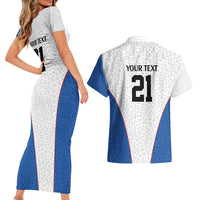 DR Congo Football Custom Couples Matching Short Sleeve Bodycon Dress and Hawaiian Shirt White Leopard Skin Pattern - Wonder Print Shop