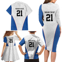 DR Congo Football Custom Family Matching Long Sleeve Bodycon Dress and Hawaiian Shirt White Leopard Skin Pattern - Wonder Print Shop