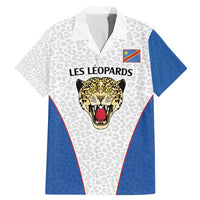 DR Congo Football Custom Family Matching Mermaid Dress and Hawaiian Shirt White Leopard Skin Pattern - Wonder Print Shop